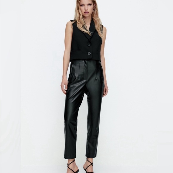 Zara High Waisted Faux Leather Pants - Picture 1 of 5
